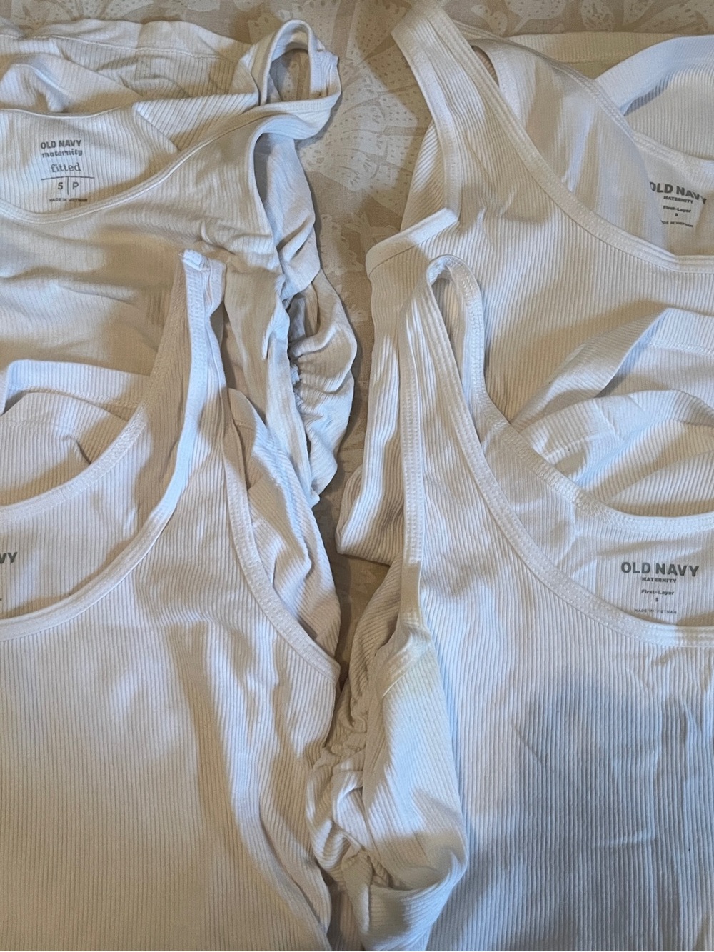 Old Navy White Ribbed Maternity Tank Tops - Pack of 4